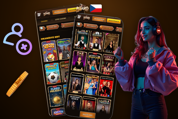 Přihlašovací obrazovka Lizaro Casino app s biometrickou výzvou k aktualizaci