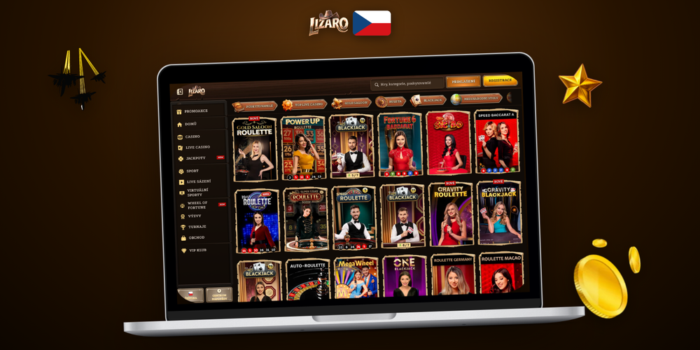 Lizaro Casino na počítači – přehledné rozhraní desktopového klienta na monitoru