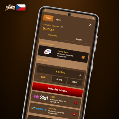 E-peněženky Skrill Neteller a MiFinity pro rychlý vklad v Lizaro Casino