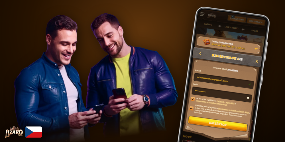 Čtyři kroky registrace v Lizaro Casino – formulář, ověření e-mailu, vklad a spuštění hry