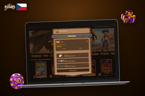Hráč bezpečně dokončuje Lizaro Casino vklad přes ověřenou vlastní platební metodu